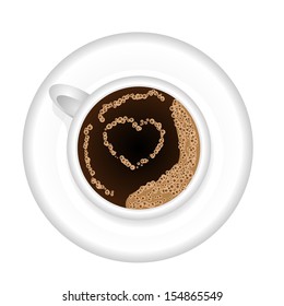 Cup Of Coffee in Top View. vector illustration