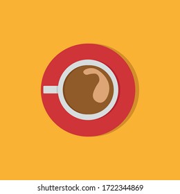 A cup of coffee , top view , vector , illustrator.