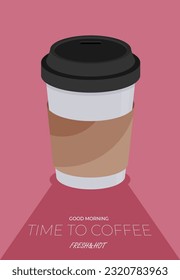 Cup of coffee. Top view. Vector.