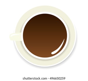 Cup of coffee. Top view. Vector illustration.