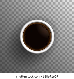 Cup of coffee top view vector icon.