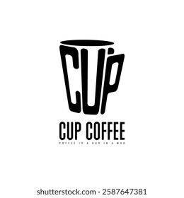 Cup Coffee Typography logo Vector