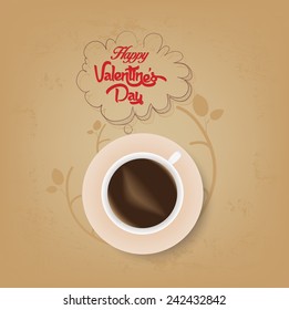 cup of coffee with valentines bubble