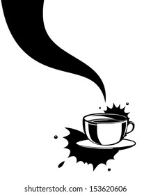 Cup of coffee. Vector black silhouette.