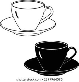 diseño de taza de café vectorial silueta hecha a mano