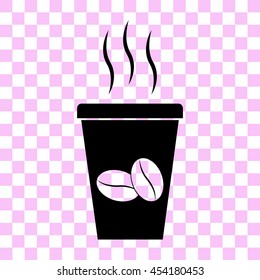 cup of coffee vector icon - black illustration