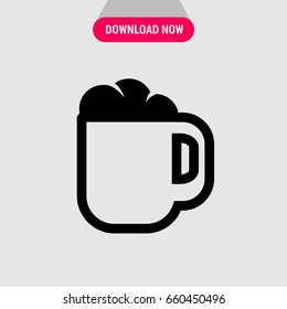 Cup of coffee vector icon, The coffee cup with the foam symbol. Simple, modern flat vector illustration for mobile app, website or desktop app 
