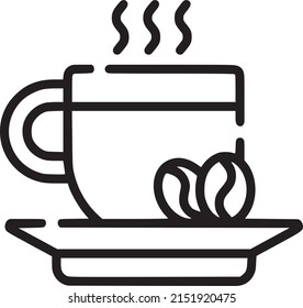 Cup of coffee vector icon, hot tea, hot coffee and beans, coffee mug illustrator, EPS