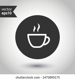 Cup of coffee vector icon. Mug vector icon. Cup of tea vector sign. Round icon design
