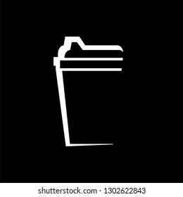 cup of coffee vector icon on black background