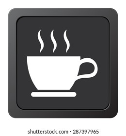 cup of coffee - vector icon, on a grey button