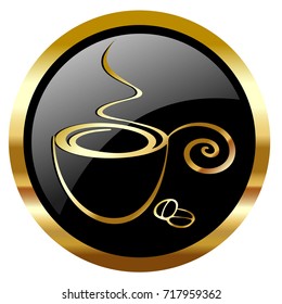 Cup of coffee - vector icon. Outline. Isolated illustration.