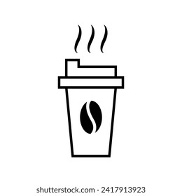 Cup of coffee vector icon, paper cup logo template