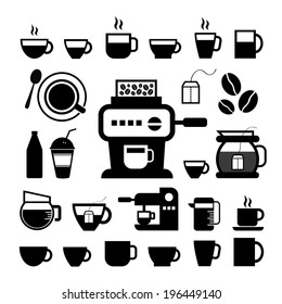 cup and coffee vector icon set 