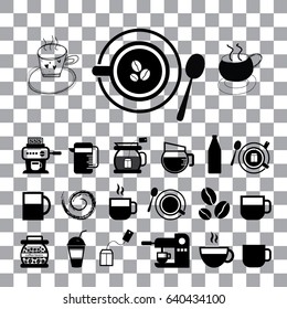cup and coffee vector icon set  