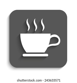 cup of coffee  - vector icon with shadow on a grey button