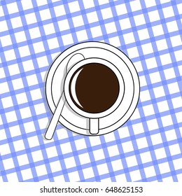 Cup of coffee. Vector illustration of black coffee in a mug. Icon, logo cup of coffee.