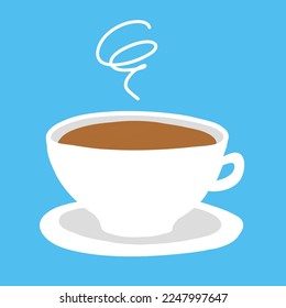 Cup of coffee. Vector illustration in cartoon flat style isolated on blue background