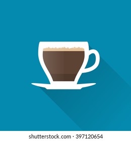 Cup of coffee, vector illustration in flat style
