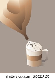 Cup of coffee vector illustration. Gradient splash