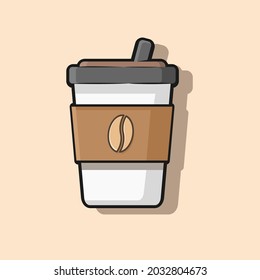 cup of coffee vector illustration icon sticker for drink hot and cool coffee