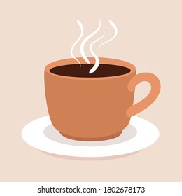 Una copa de ilustración de vector de café con diseños planos modernos
