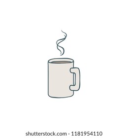 Cup of coffee vector illustration - mug with hot energy drink for breakfast or coffee break isolated on white background in sketch style. Hand drawn invigorating beverage.