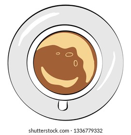 Cup of coffee vector illustration on white background.