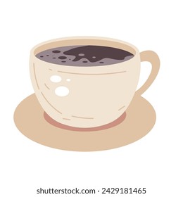 Taza de ilustración vectorial de café, sobre fondo blanco