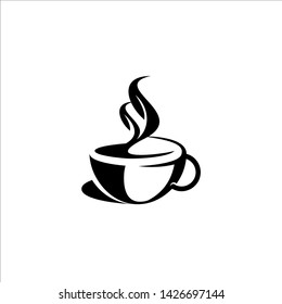 a cup of coffee vector simple black color illustration icon or beverage logo element design idea