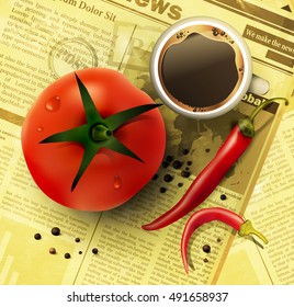 Cup of coffee with vegetables
