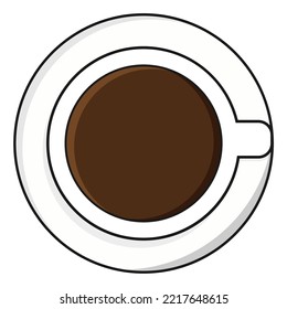 A cup of coffee. View from above.