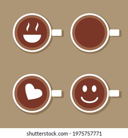 Cup of coffee. View from above. Vector illustration.