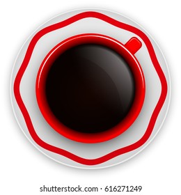 Cup of coffee view from the top / abstract isolated vector illustration esp10