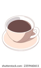 Cup of coffee, view from the top, illustration, vector