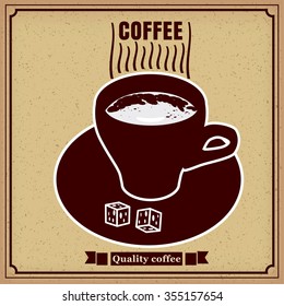 A cup of coffee, vintage, vector, banner, illustration