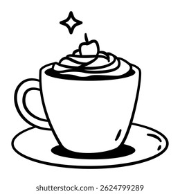 Cup of coffee with whipped cream on top. The whipped cream is in the shape of a star
