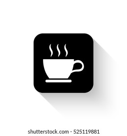 cup of coffee - white vector  icon with shadow