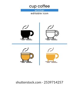 Cup Coffee winter icon set