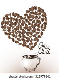 Cup of coffee.A template for a coffee card.