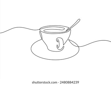 cup of coffee.Continuous line drawing	