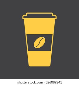 Cup of coffee,drink simple style icon. Modern design. Black and yellow colors