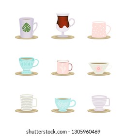 Cup of coffee/tea vector set. 