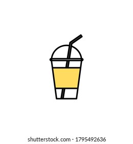 Cup um kaltes Getränk mit Eis. Cup-Symbol, Vektorgrafik einzeln auf weißem Hintergrund