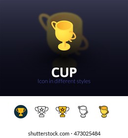 Cup color icon, vector symbol in flat, outline and isometric style isolated on blur background