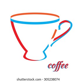 Cup from color line. Logo design template.