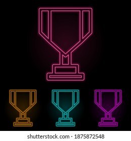 cup color neon set. Simple thin line, outline vector of web icons for ui and ux, website or mobile application