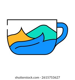 cup coloring and drawing line icon vector. cup coloring and drawing sign. isolated symbol illustration
