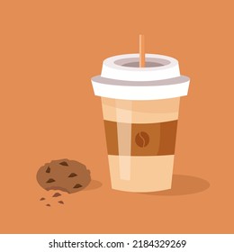 Сoffee in a cup with cookie illustration