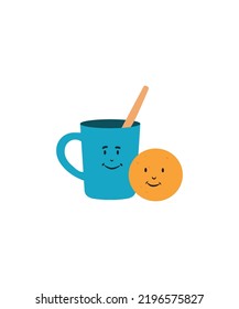 Copa con ilustración de galletas aislada en fondo blanco 